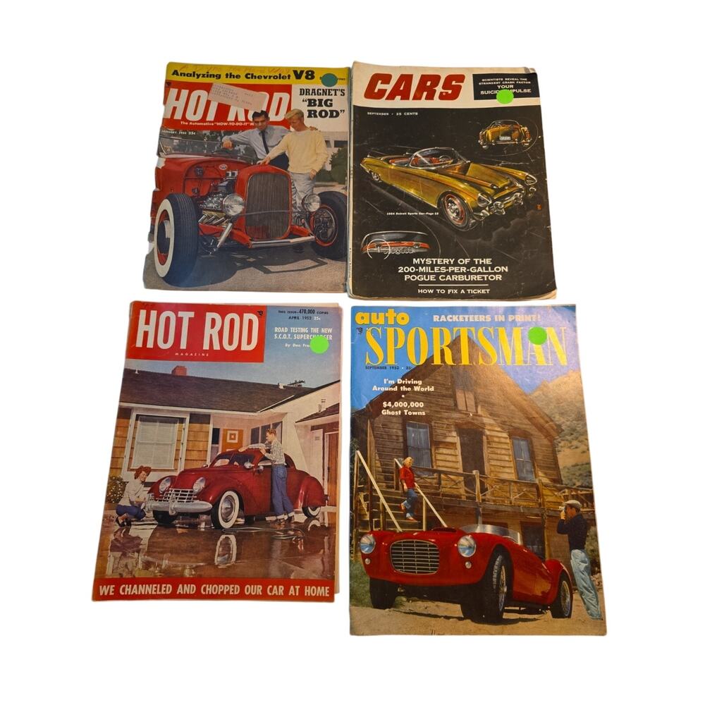 Lot Of 4 1950s Vintage Hot Rod Cars Auto Sportsman Magazines